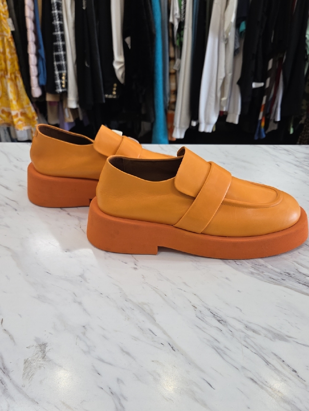 Men's Platform Slip-On Loafer in Bright Orange